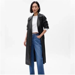 Gap vegan leather trench coat - knee length black